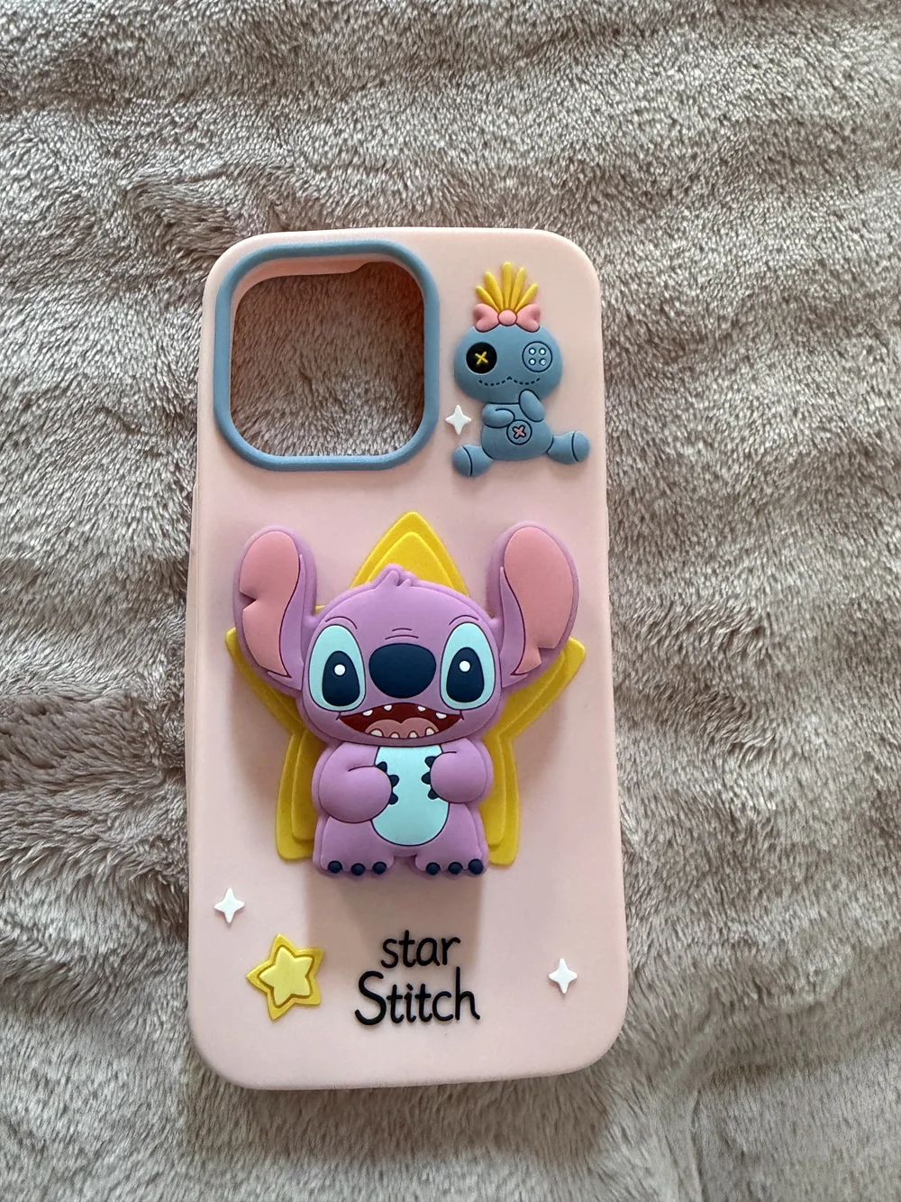 Pink Star Stitch Kids Phone Case with Cute Character Accent